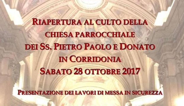 Riapre al culto la chiesa dei SS.Pietro, Paolo e Donato a Corridonia