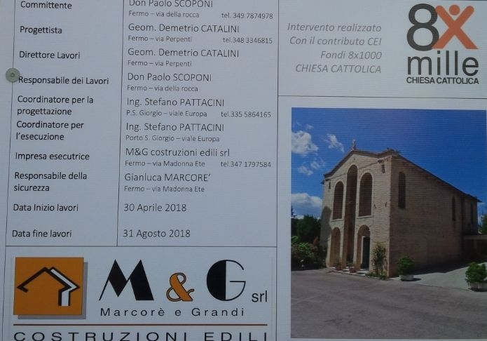 Un nuovo impianto di riscaldamento e nuovi spazi liturgici per la chiesa dell'Immacolata a Fermo