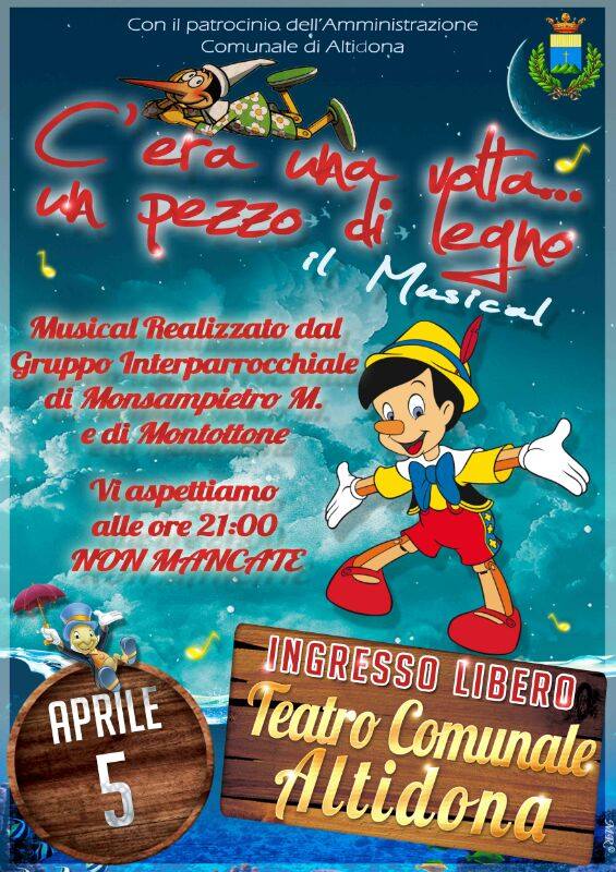 C'era una volta un pezzo di legno - Al Teatro Comunale di Altidona la 6^ replica del musical frutto di un importante progetto interparrocchiale