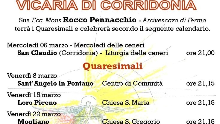 Quaresima e Settimana Santa: l'Arcivescovo celebra nella vicaria di Corridonia