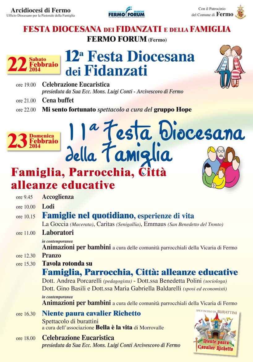 Tutte le famiglie sono invitate alla XI edizione della Festa della Famiglia, Domenica 23 Febbraio, presso Fermo Forum