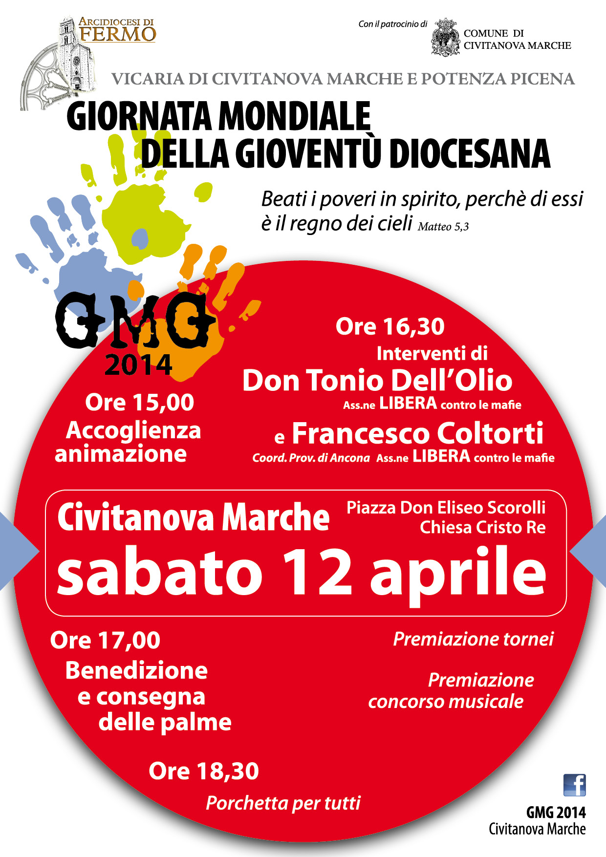 Il Programma della GMG Diocesana - Tutti i giovani della nostra Chiesa locale sono convocati nel pomeriggio di Sabato 12 Aprile a Civitanova