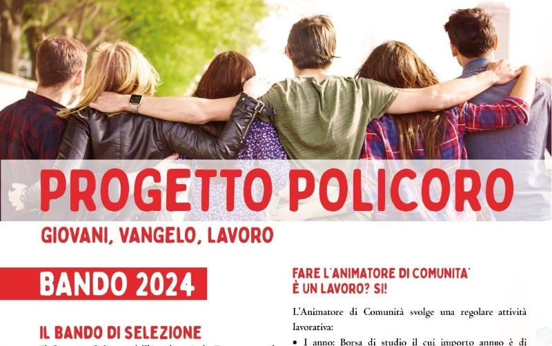 Progetto Policoro: bando di selezione per un nuovo Animatore di Comunità